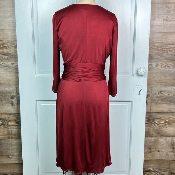 Issa London Silk Jersey Phylis Dress Burgundy Royal Engagement Princess Kate Sz8 - Picture 7 of 13